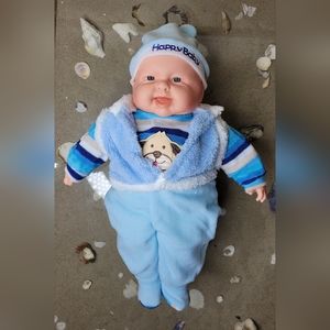 Cuddle Snuggle baby doll for boys girls blue 25" Vinyl Musical Happy face doll